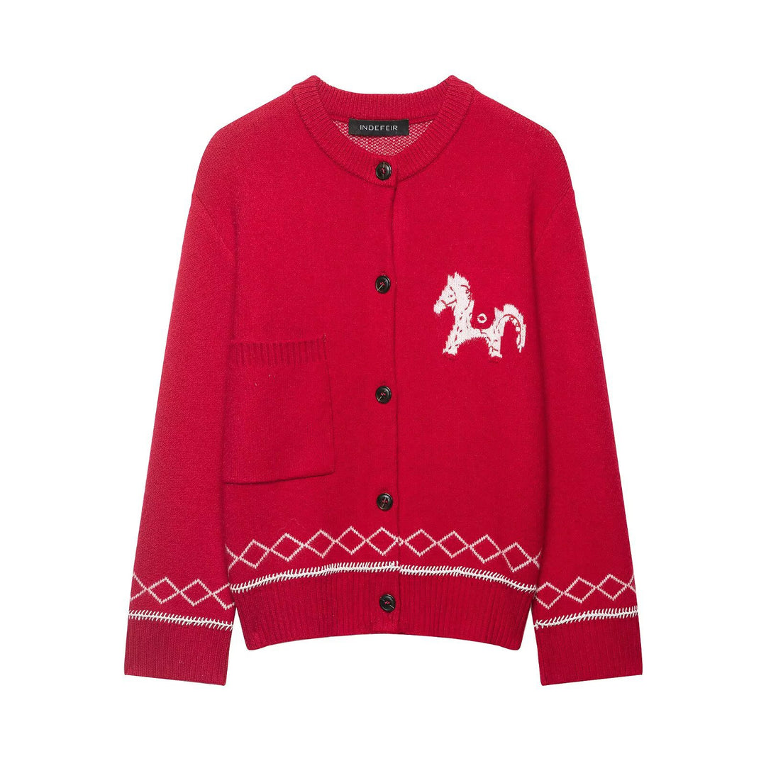 Women’s fine knit cardigan with crocheted Peter Pan collar Mune Fashion