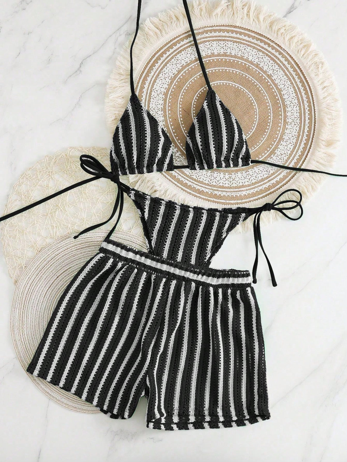 Women's bikini set with gathered top and high-waisted shorts Mune Fashion