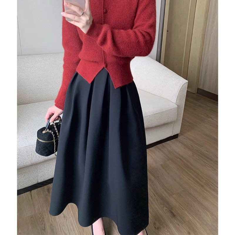 Women Elegant Maxi Skirt with Pleats Mune Fashion