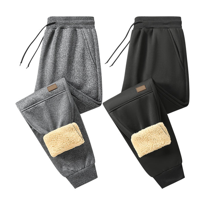 Men's Lined Teddy Fleece Jogging Pants with Elastic Drawstring Waist & Tapered Leg Mune Fashion