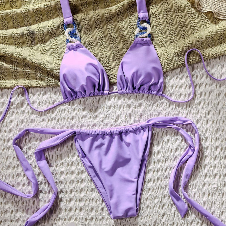 Women's triangle bikini with airy ruffles and decorative ring Mune Fashion