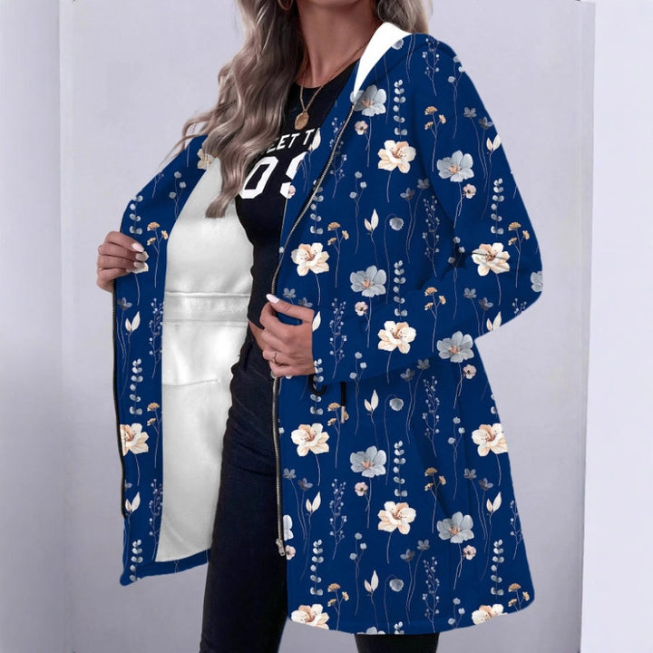 Women's Floral Print Hooded Parka with Padded Lining Mune Fashion