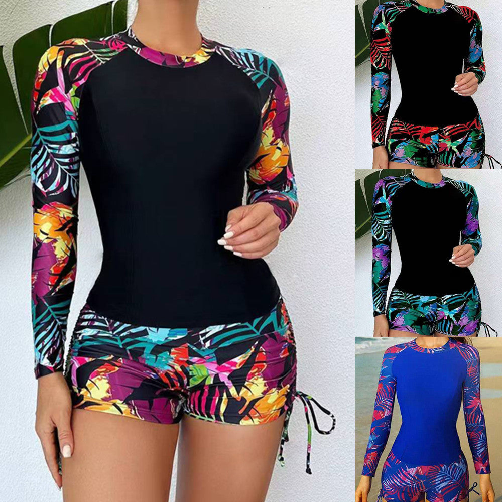 Women's sports swimsuit with long-sleeved top and high leg cut Mune Fashion