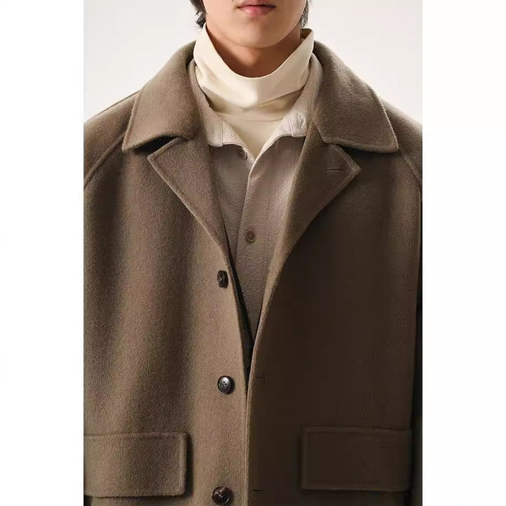 Men's short jacket made of wool blend in oversized cut with lapel collar Mune Fashion