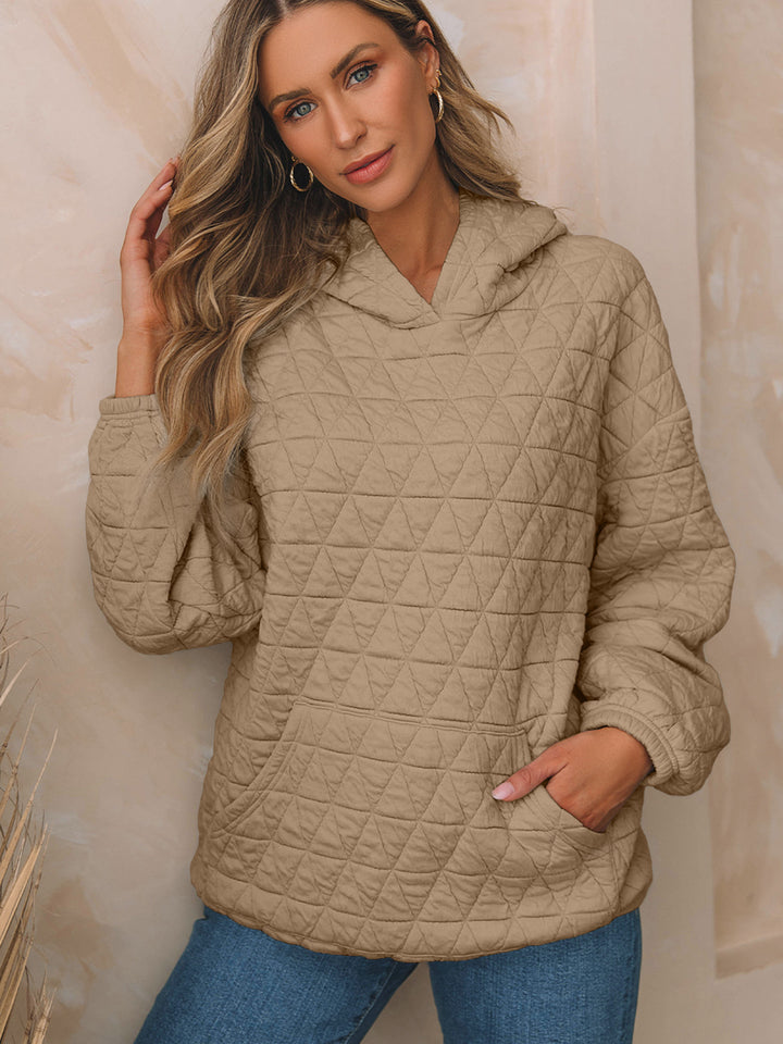 Women's Padded Quilted Hoodie with Kangaroo Pocket Mune Fashion