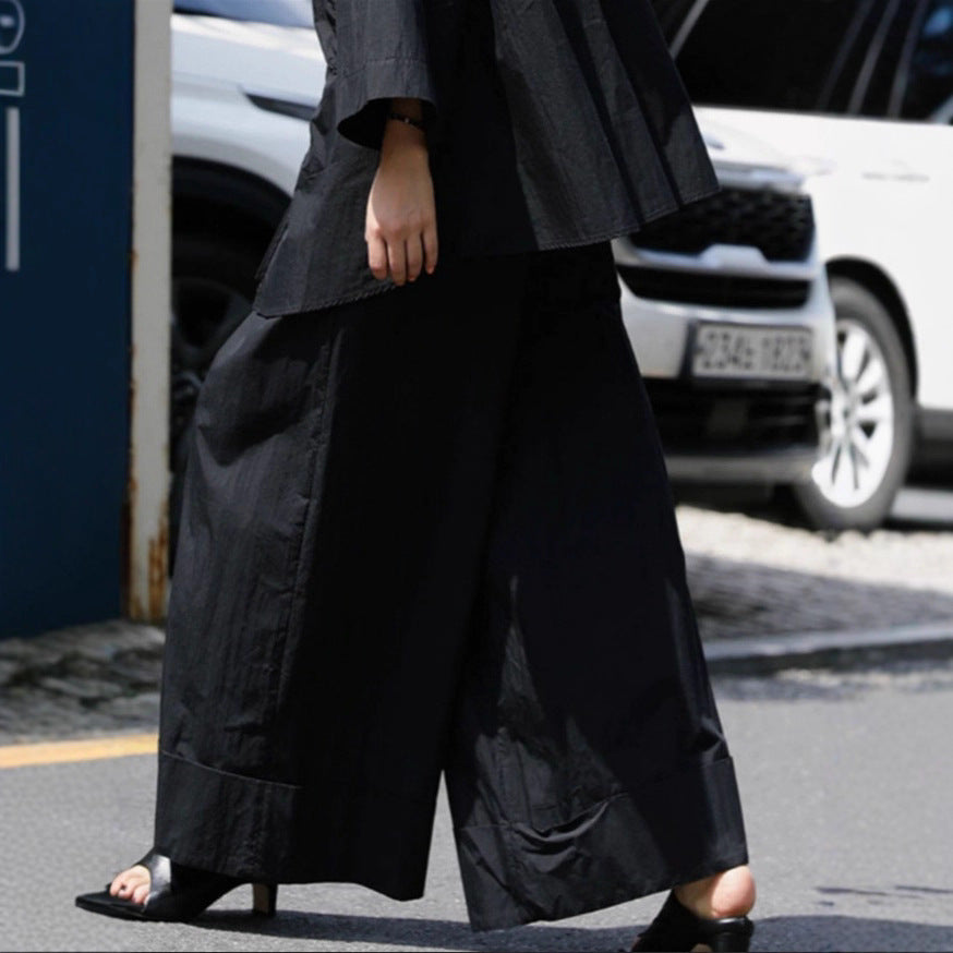Women's Wide Palazzo Pants with High Waist and Wide Hem Mune Fashion