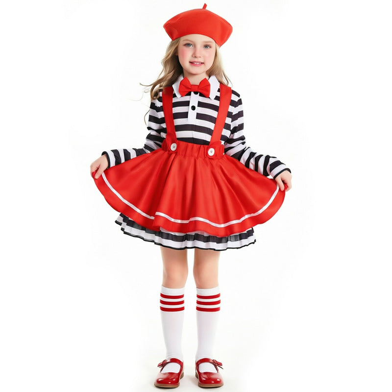 Girl's costume with striped top and swing skirt Mune Fashion