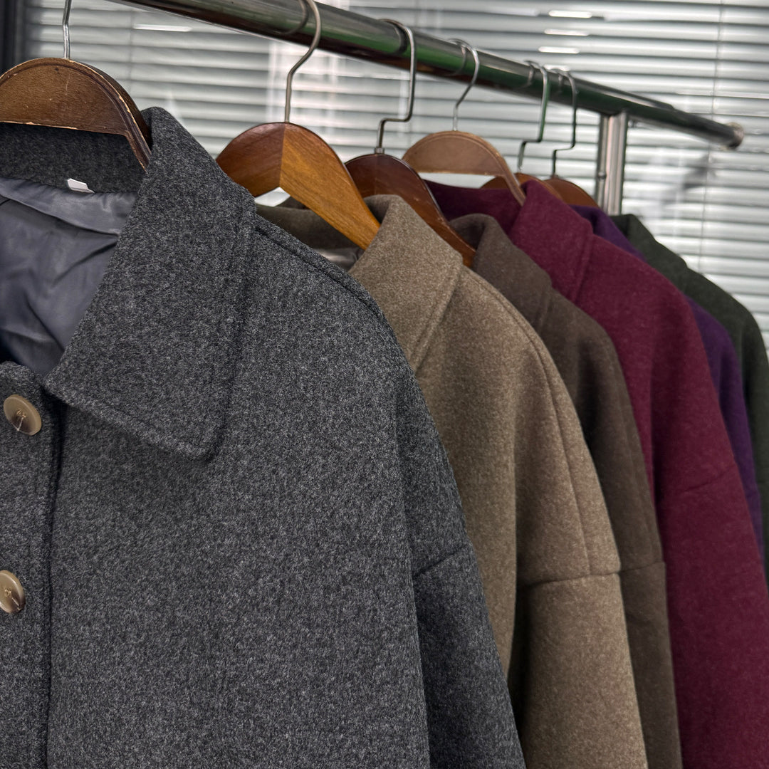 Women's Oversize Wool Blend Jacket with Large Decorative Buttons and Wide Cuffs Mune Fashion