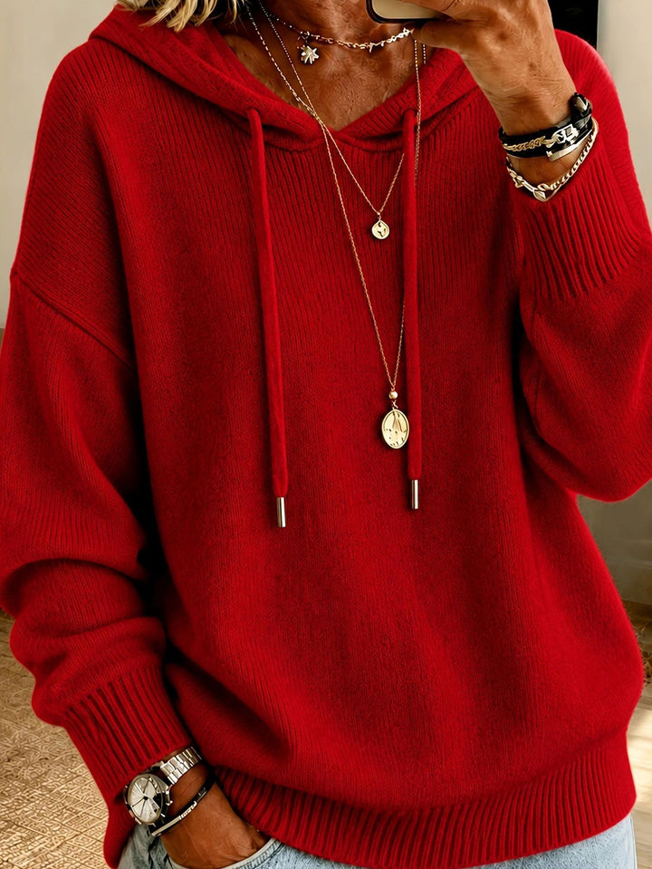 Women's Oversized Hoodie made of fine knit with drawstring and ribbed cuffs Mune Fashion