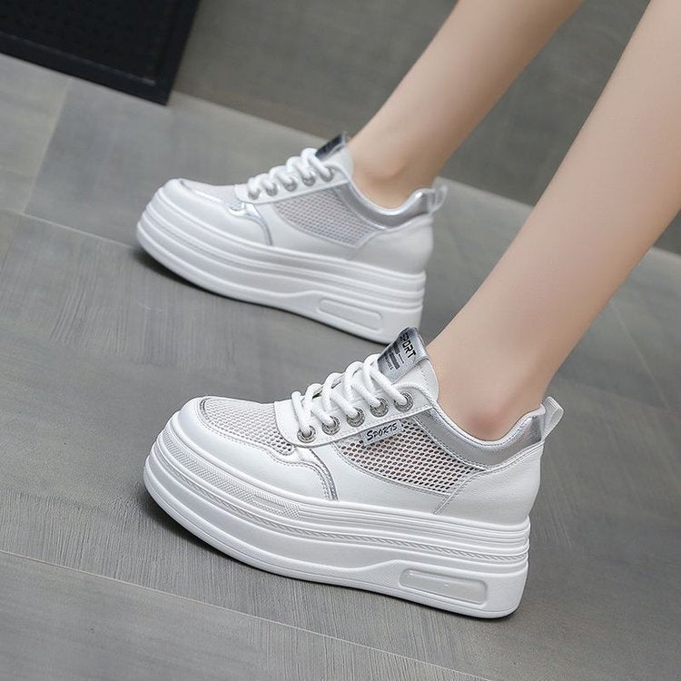 Women's Sporty Platform Sneakers with Breathable Mesh Upper and Shock-Absorbing Sole Mune Fashion