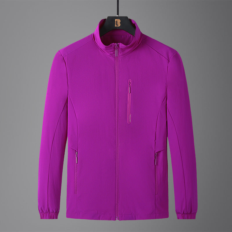 Men's Lightweight Softshell Jacket with Stand-Up Collar, Wind and Water-Repellent Surface, and Zipper Pockets Mune Fashion