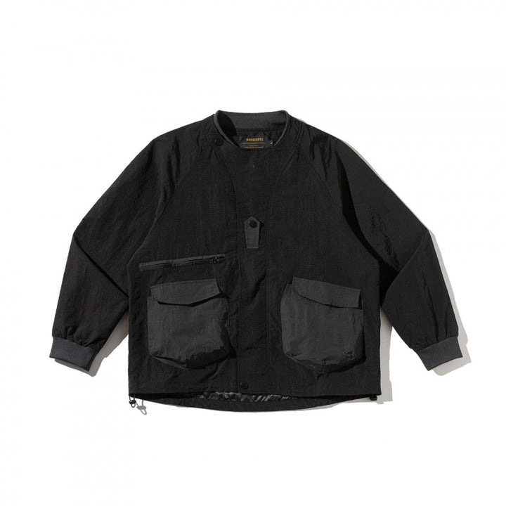 Unisex Short Cut Boxy Overlayer Jacket in Utility Style with Flap Pockets and Drawstring Mune Fashion