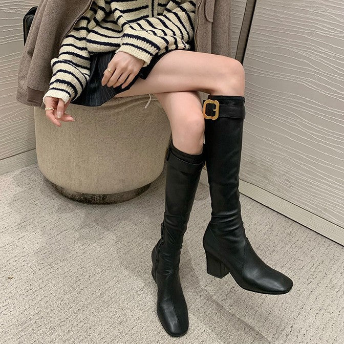 Women's Stretch Ankle Boot with Medium Block Heel Mune Fashion