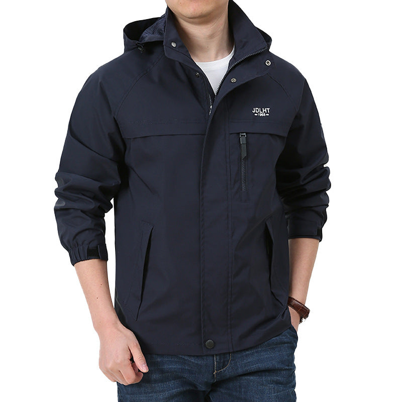 Men's Lightweight Softshell Hoodie Jacket with Hood, water-repellent Shell and Multifunctional Pockets Mune Fashion