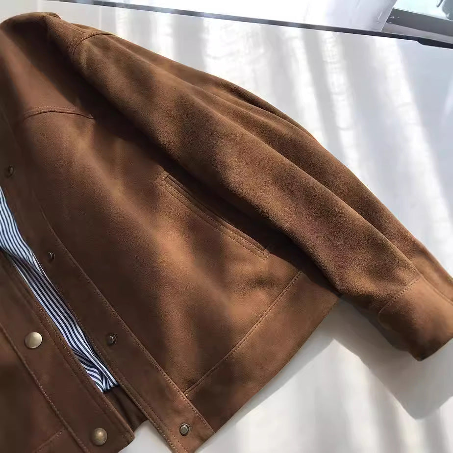 Women Fashionable and Casual Suede Jacket Mune Fashion