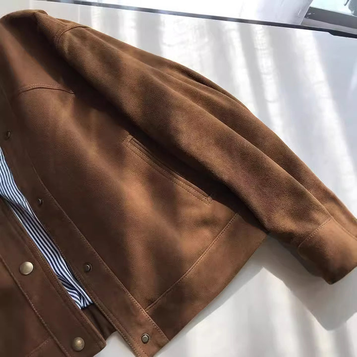 Women Fashionable and Casual Suede Jacket Mune Fashion