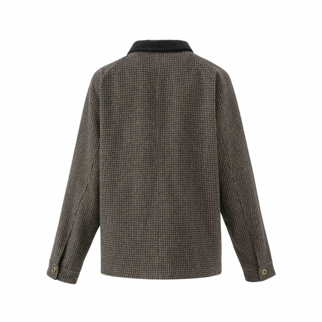 Men's double-breasted wool blend blouson with corduroy collar and patch pockets Mune Fashion