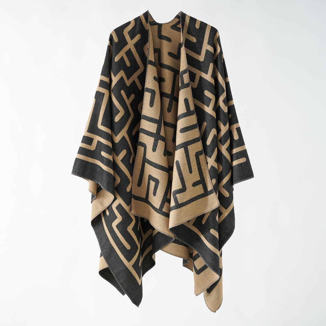 Women's Reversible Jacquard Wrap with Graphic Pattern Mune Fashion