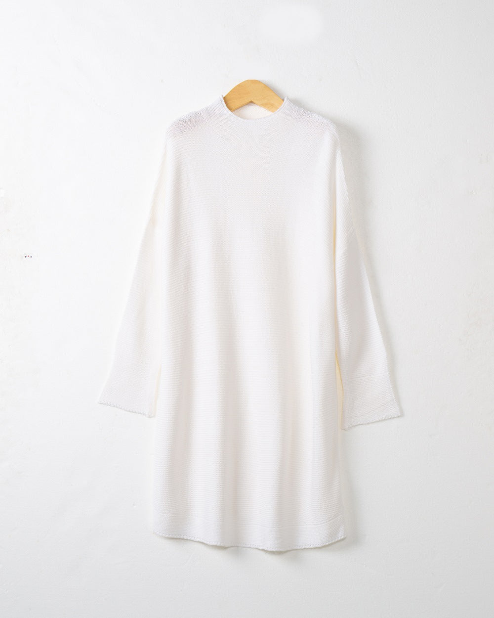 Women Oversize Knit Tunic with Short Stand-up Collar and Dropped Shoulder Mune Fashion