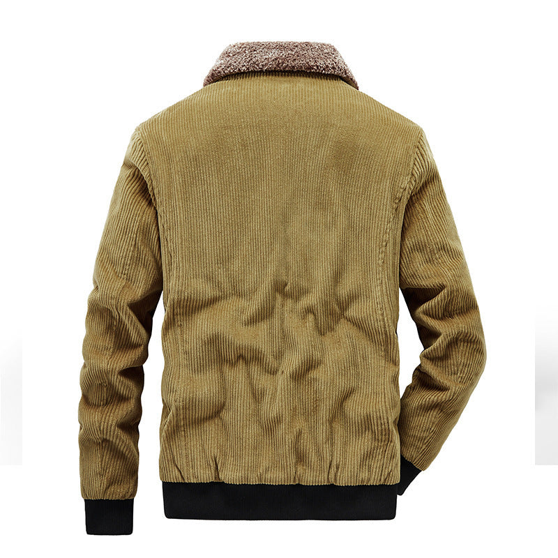 Men's cord field jacket with Sherpa inner lining, stand-up collar and patch pockets Mune Fashion
