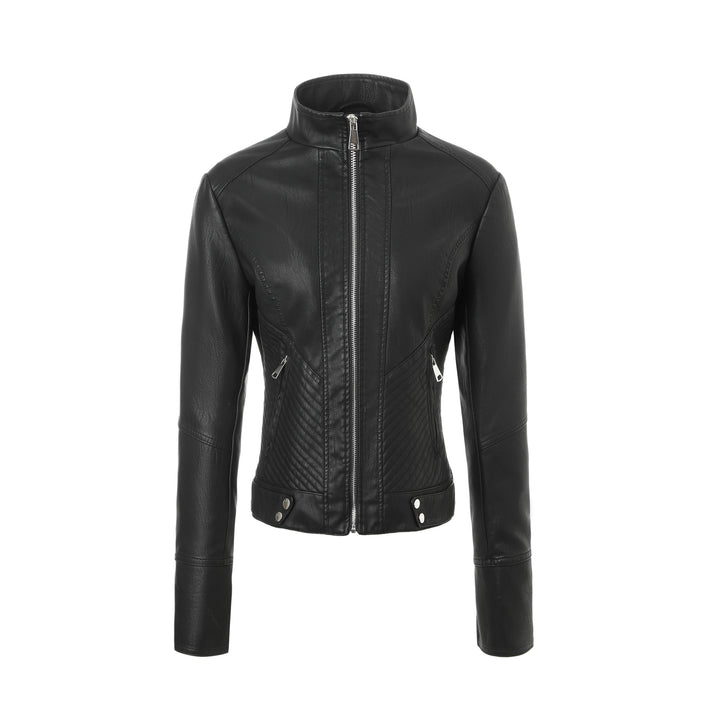 Women's Fashion Biker Jacket with Distinctive Quilted Pattern Mune Fashion