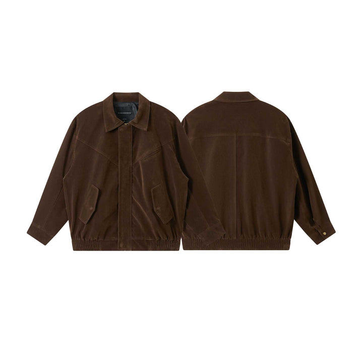 Men's short cut suede look blouson with elastic hem and flap pockets Mune Fashion