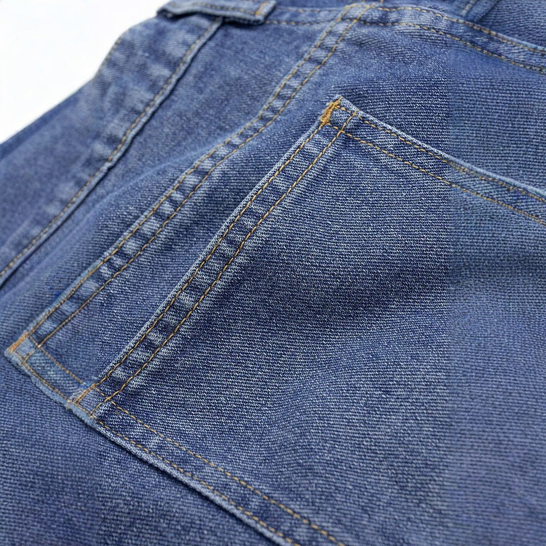 Women high-waisted double waistband jeans culotte with wide cropped leg and visible seam panels Mune Fashion