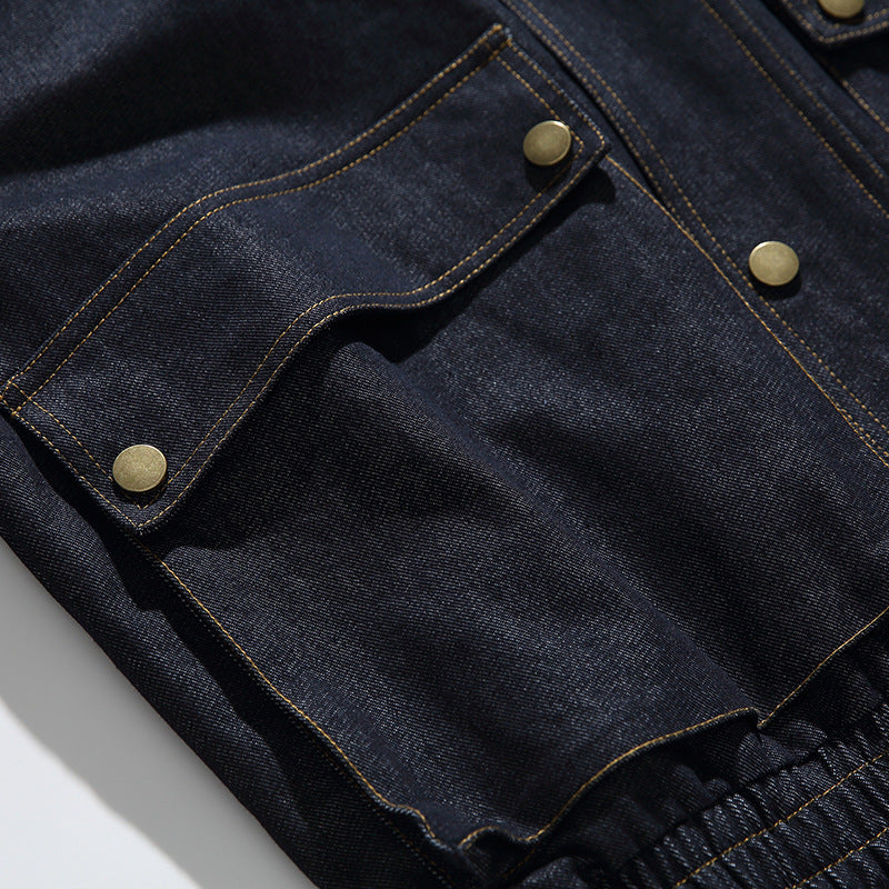 Unisex Boxy Jeans Jacket in Oversized Cut with Stand-Up Collar and Flap Pockets Mune Fashion