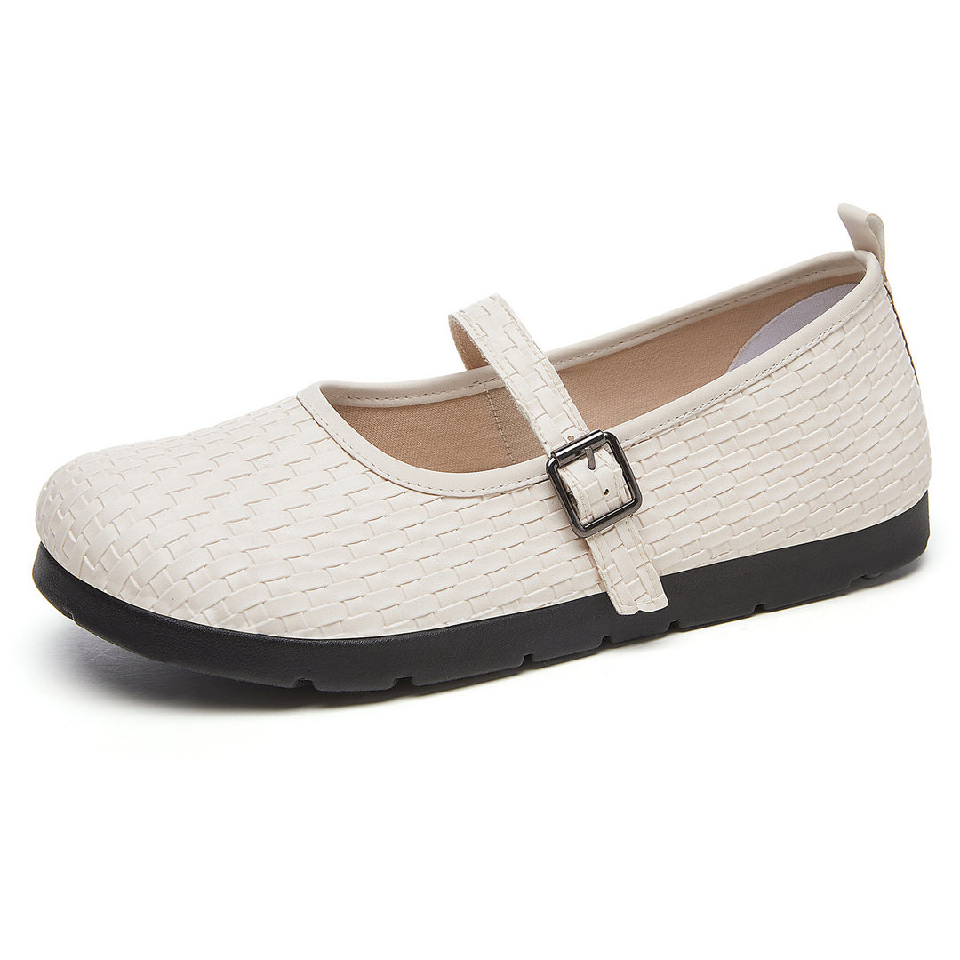 Ladies nan Mary-Jane ballerina slippers with woven surface structure, adjustable strap and shock-absorbing lightweight sole Mune Fashion