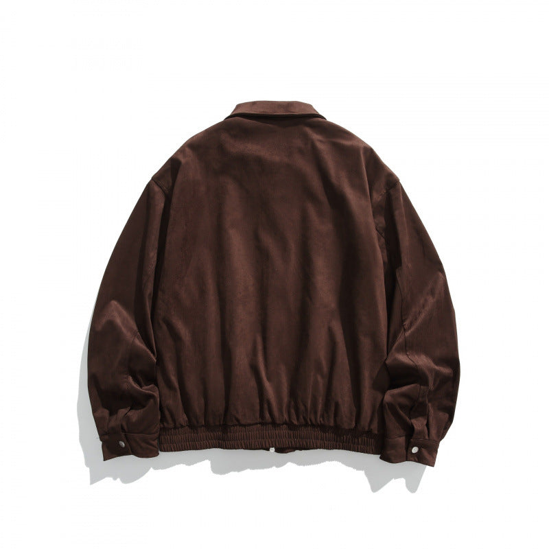 Men's short bomber-style jacket made of microfiber suede with zipper Mune Fashion