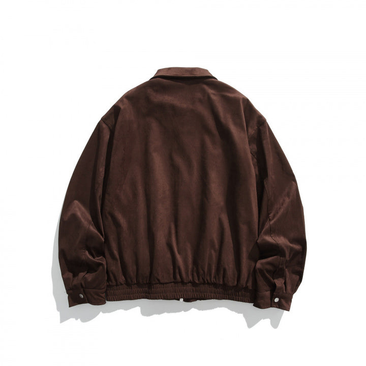 Men's short bomber-style jacket made of microfiber suede with zipper Mune Fashion