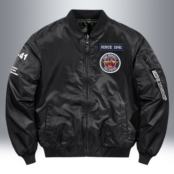 Men's pilot bomber jacket with patch details, nylon shell and arm pocket Mune Fashion