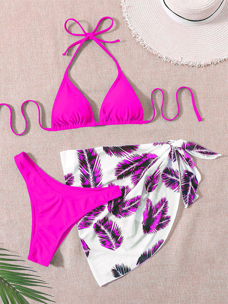women's triangle bikini set with stylish wrap skirt Mune Fashion