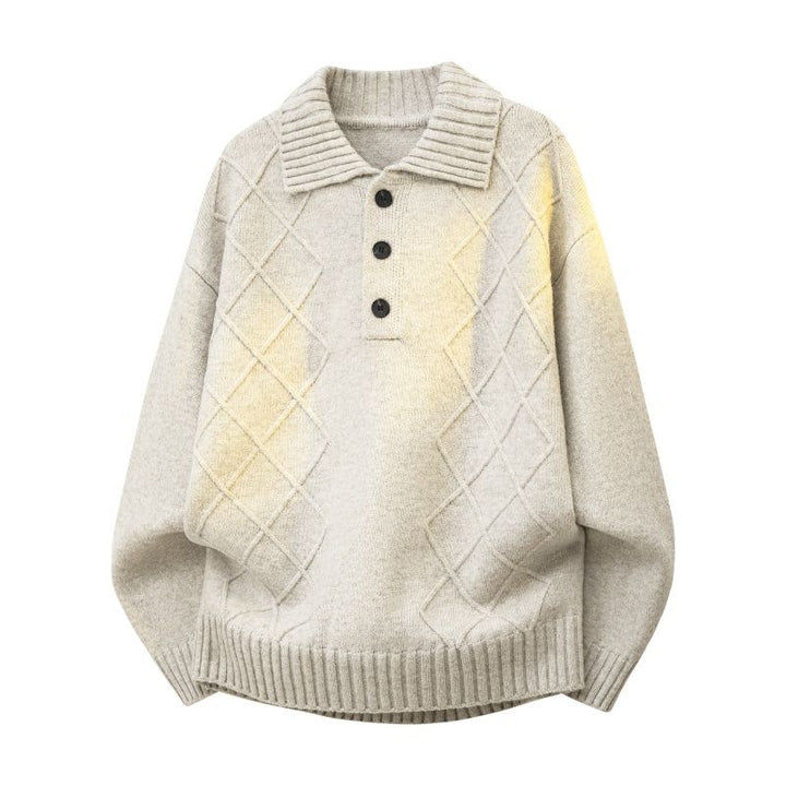 Women’s knit pullover with polo collar and diamond texture Mune Fashion