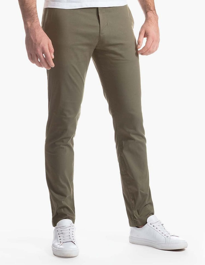 Men's Slim Fit Stretch Chino Pants with Tapered Leg and Elastic Hem Mune Fashion