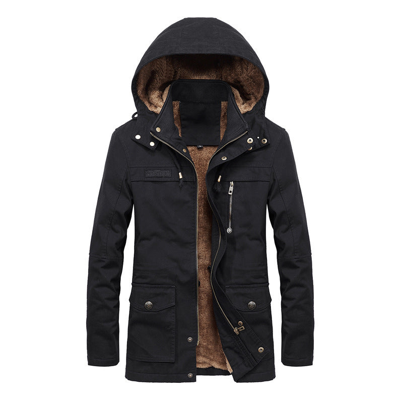 Men's Canvas Parka with Teddy Lining, Hidden Two-Way Zipper and Utility Pockets Mune Fashion