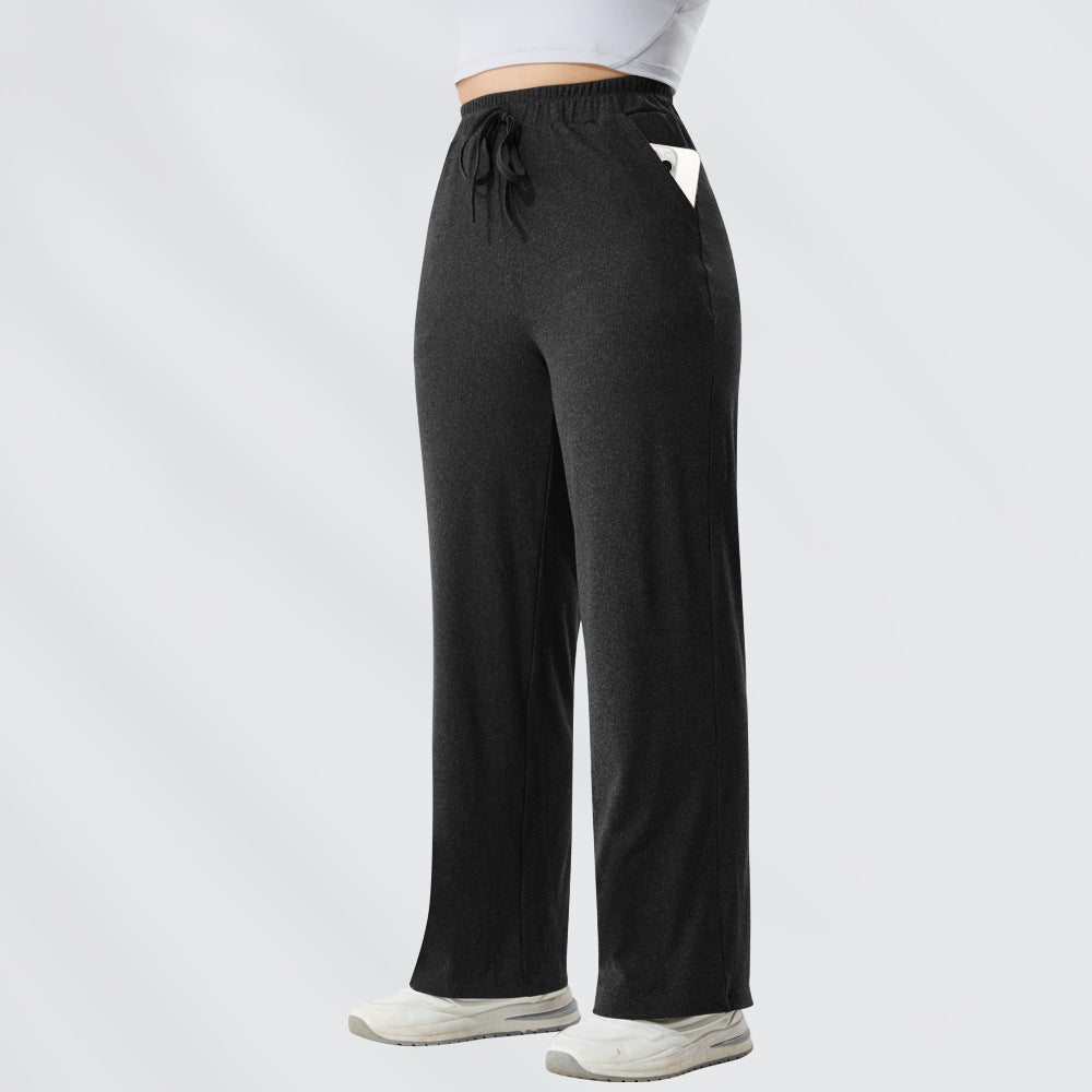 Women’s wide jersey lounge pants with high comfort waistband and side pockets Mune Fashion