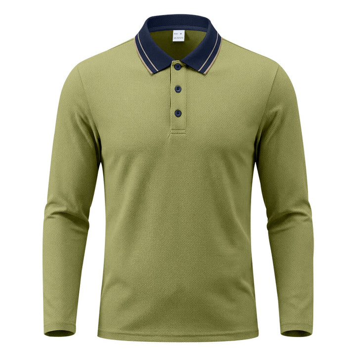 Men's Long Sleeve Polo in fine pique structure with contrasting college collar Mune Fashion