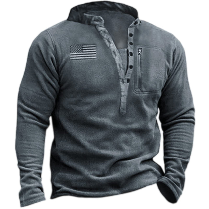 Men's nano thermal Henley fleece pullover with chest zip pocket and camouflage detail Mune Fashion