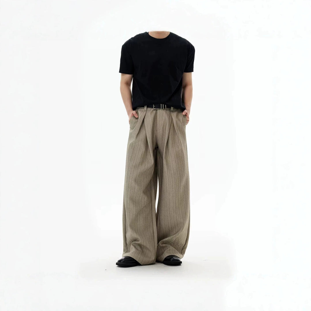 Women's Elegant and Wide High-Waisted Trousers with Pleats