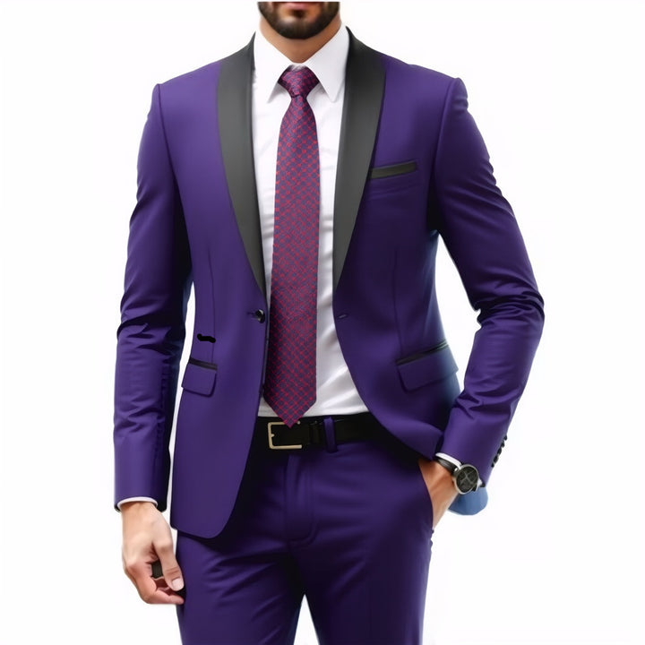 Men's Slim Fit Tuxedo with Shawl Collar and One-Button Jacket Mune Fashion