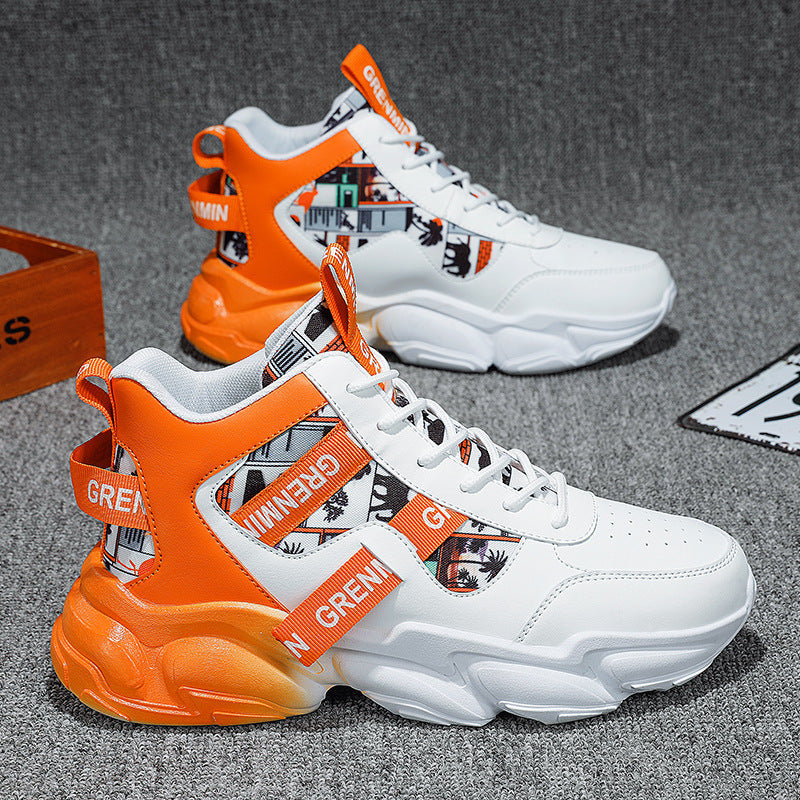 Men's futuristic high-top plateau sneaker with patterned textile mix, padded ankle collar and sculpted EVA sole Mune Fashion