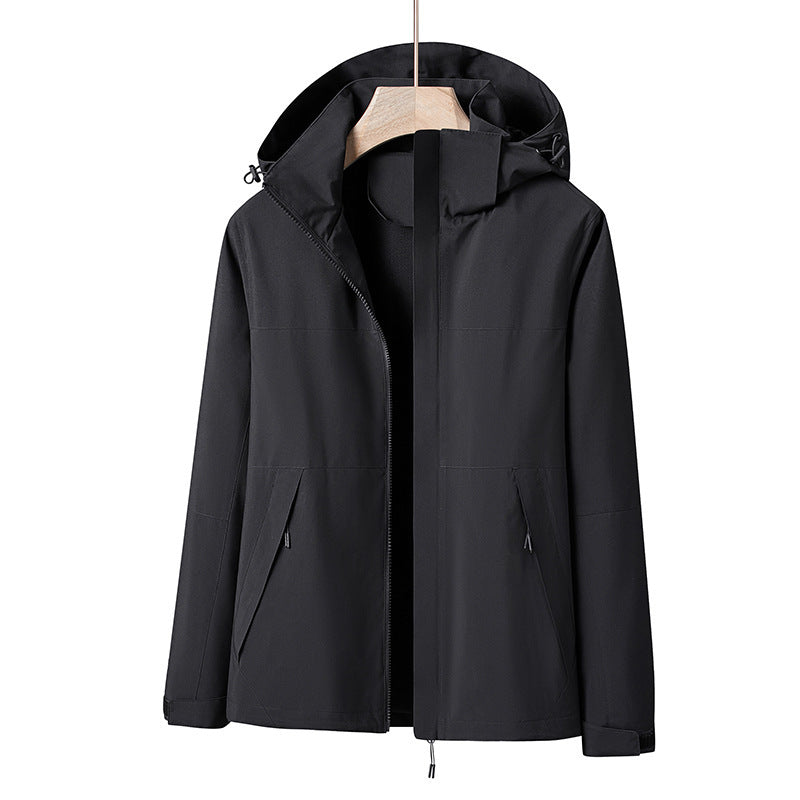 Men's Lightweight Windproof Softshell Rain Jacket with Hood and Contrast Trim Mune Fashion