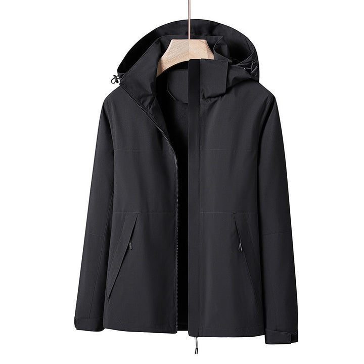 Men's Lightweight Windproof Softshell Rain Jacket with Hood and Contrast Trim Mune Fashion