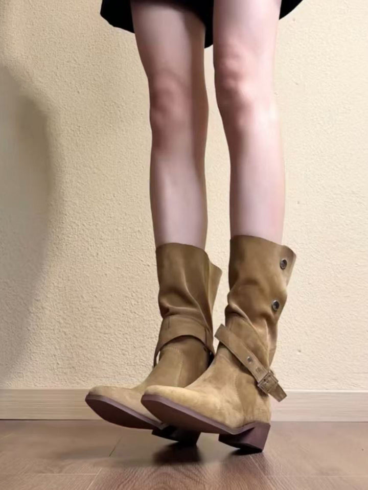 Women's Elegant Lace-Up Boots with Stylish Strap Mune Fashion