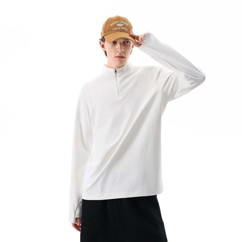 Herren Langärmeliges Halbzip-Sweatshirt mit Stehkragen und weitem Schnitt aus technischem Jersey Mune Fashion