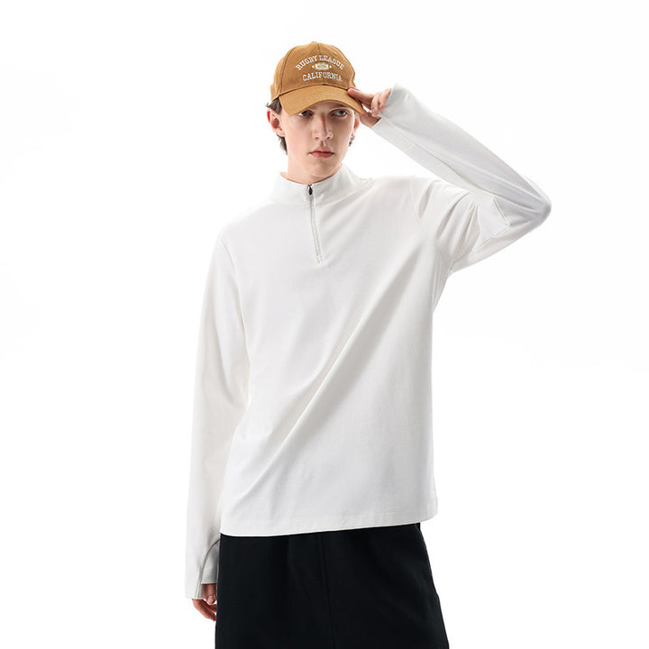 Herren Langärmeliges Halbzip-Sweatshirt mit Stehkragen und weitem Schnitt aus technischem Jersey Mune Fashion