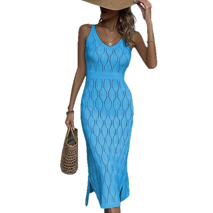 Women's crocheted midi dress with sophisticated pattern mix Mune Fashion