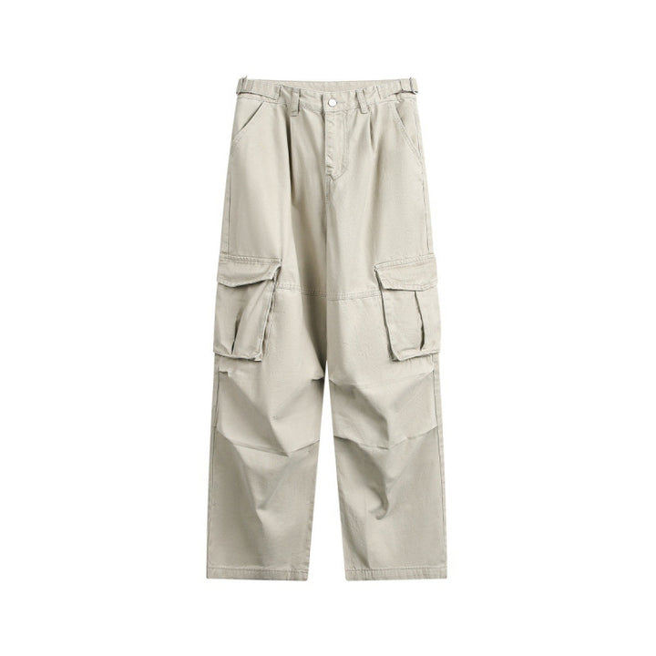 Men's Utility Cargo Pants with Wide Leg, Flap Pockets and Adjustable Waist Mune Fashion