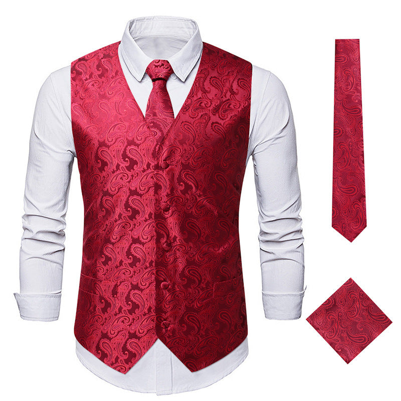 Men's elegant suit vest with elegant paisley pattern and matching accessories Mune Fashion